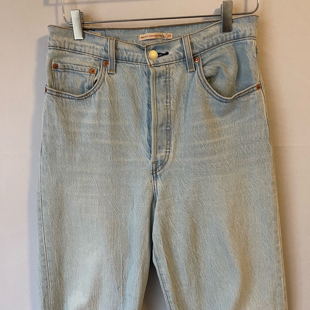 Levi’s Premium Ribcage Ankle Straight Stretch Jean Light Wash 29 - Picture 4 of 16